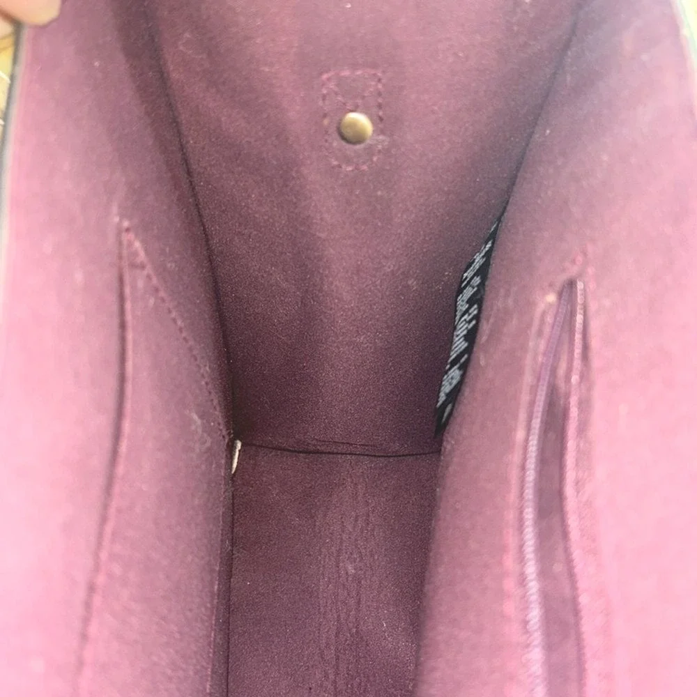 Burgundy Polka Dot Satchel Bag Tan Trim Crossbody Messenger‎ Top Handle Retro